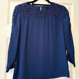 Talbots Navy Blue Lace Blouse